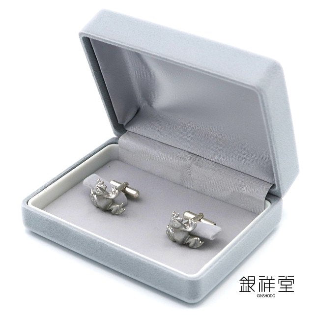 silver frog cufflinks