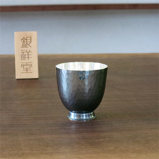 Pure silver sake cup Aoi