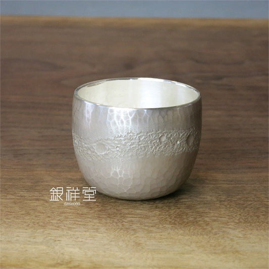 Sterling Silver Sake Cup Round Line Crest