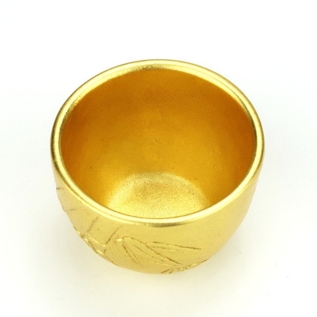 Silver sake cup, Shochikubai, Gold leaf finish Ori original 3 piece set