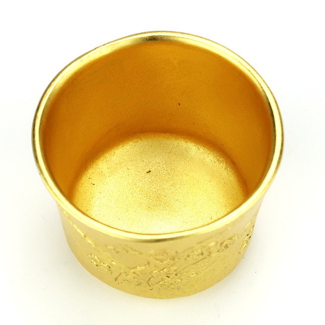 Silver sake cup, Shochikubai, Gold leaf finish Ori original 3 piece set