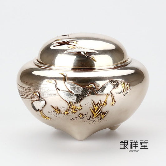 Silver Incense Burner Crane Pattern Incense Burner