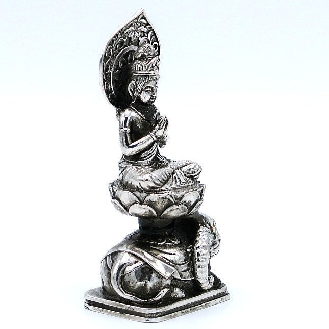 Silver Seated Fugen Bodhisattva Small