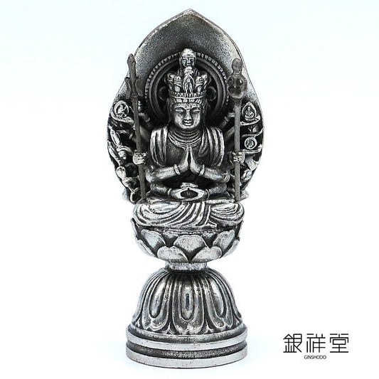 Silver Senju Kannon Bodhisattva Seated Statue Small
