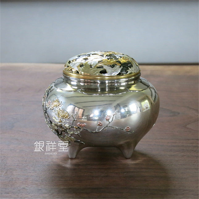 銀香炉　四君子