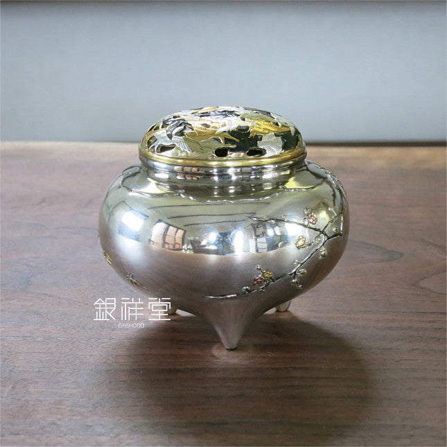 銀香炉　四君子