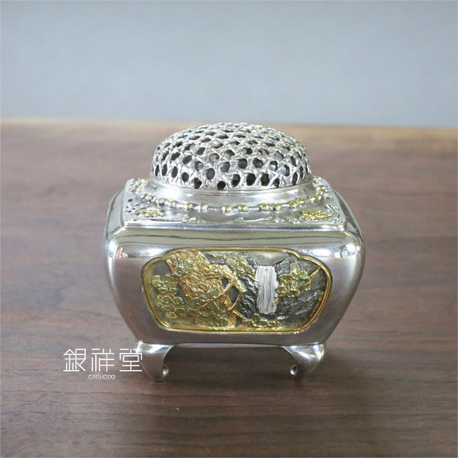 銀香炉　角型四季