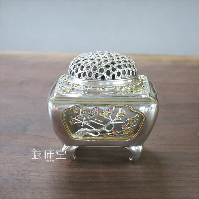 銀香炉　角型四季