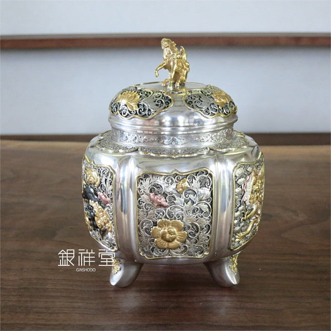 銀香炉　六陵瑞鳥紋