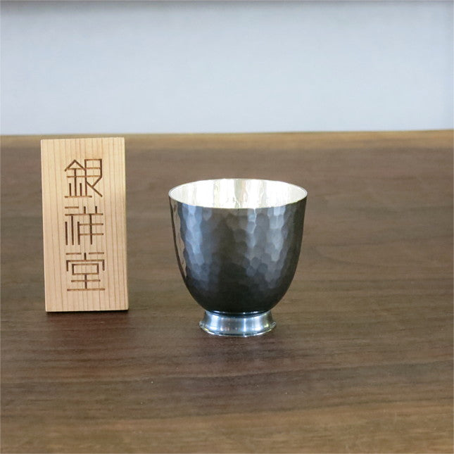Pure silver sake cup Aoi